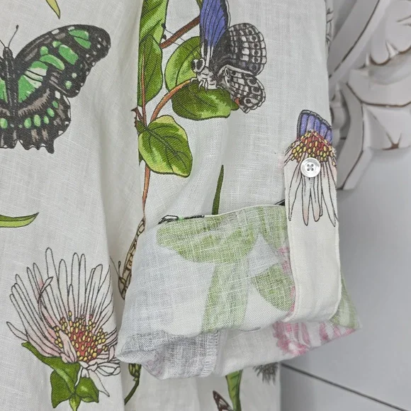 J. McLaughlin Wellesley Linen Dress In Jardin Mariposa - Picture 4 of 9